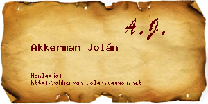 Akkerman Jolán névjegykártya